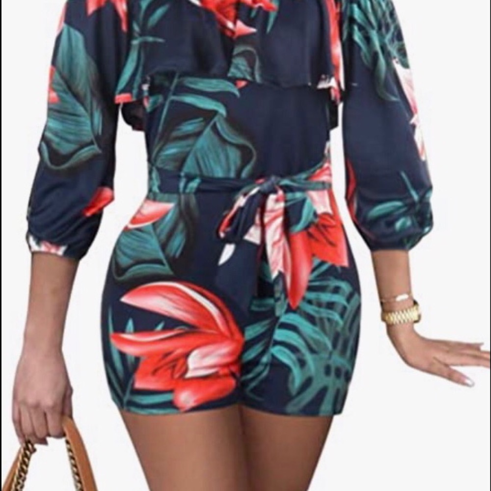 Sexy One Piece Floral Romper -Medium